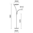 Lampadar ALBERO LED 30W 2400lm + 5W 400lm 3000K nichel satinat