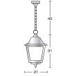 Corp suspendat exterior ROB IP43 100W E27 sticla mata negru
