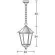 Corp suspendat exterior PIN IP43 100W E27 sticla mata negru
