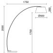 Lampadar ZANZIBAR negru E27 1x60W cu abajur diametru 50cm si baza din marmura