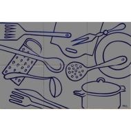 Decor plita kitchenware gri-albastru