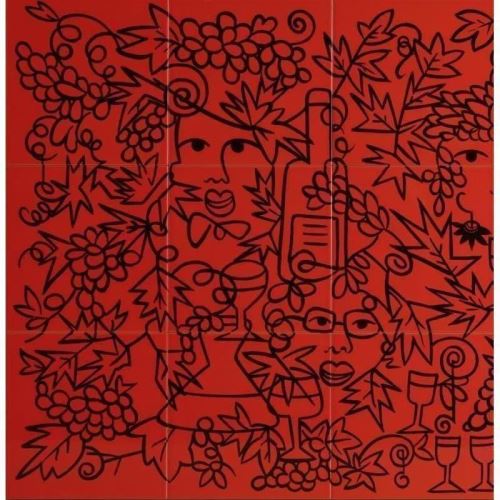 Decor rosu motiv struguri, vin