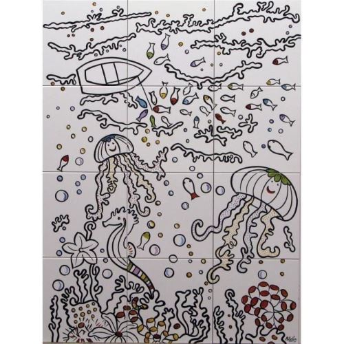 Peisaj subacvatic caluti de mare, pesti ... fond alb 