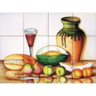 Decor cu fructe, paine si vin